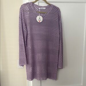 Purple Long Sleeve Beach Cover Up